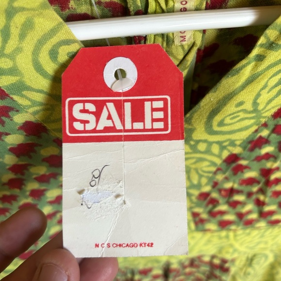 Vintage 70s Hippie Boho Indian Cotton Paisley Blockprint Tunic Dress Size XS - Picture 11 of 11